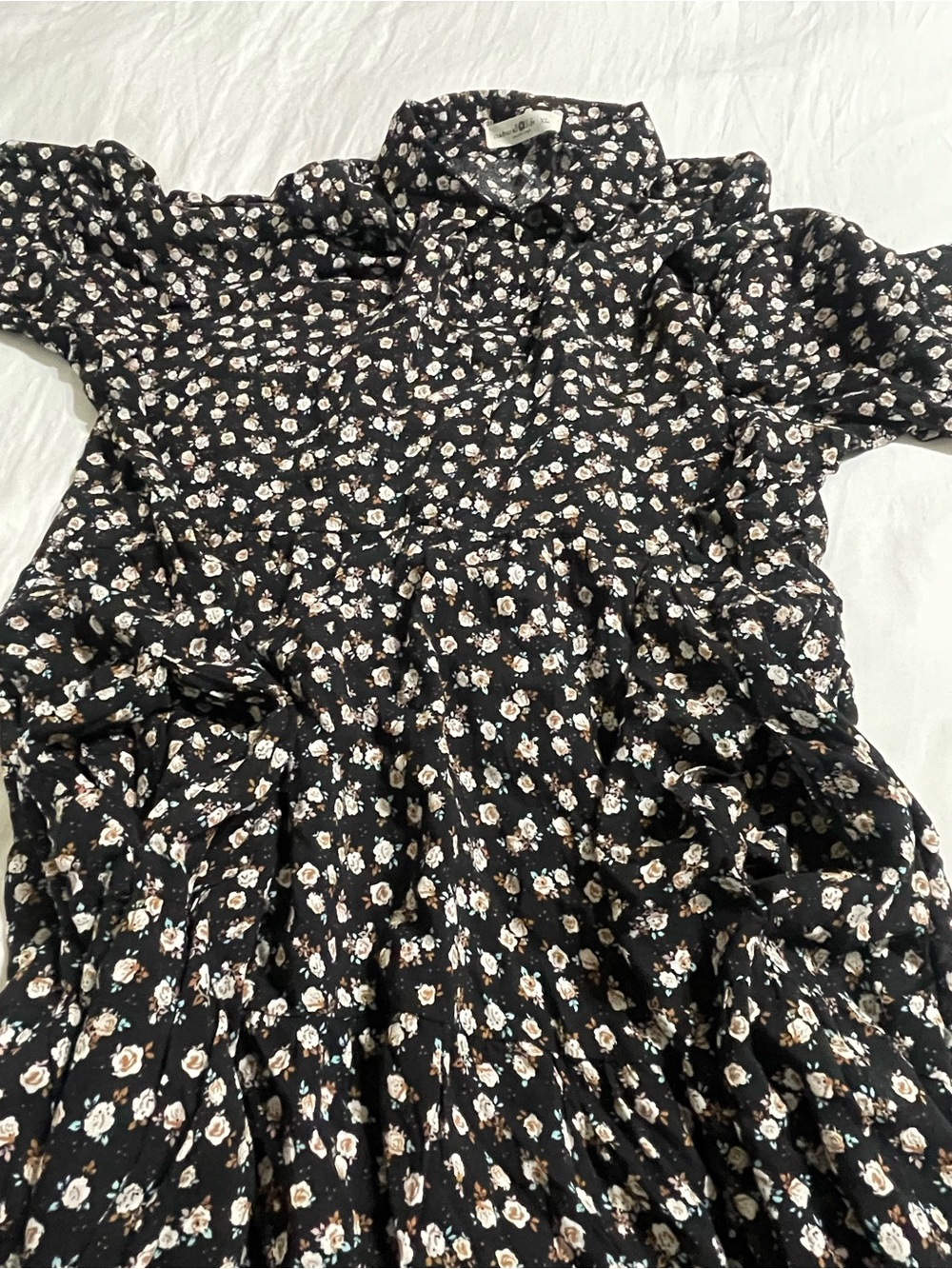 Natural Life Rebecca Midi Dress Floral Black With Cream Roses - Picture 8 of 14